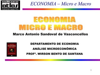 ECONOMIA – Micro e Macro
1
Marco Antonio Sandoval de Vasconcellos
DEPARTAMENTO DE ECONOMIA
ANÁLISE MICROECONÔMICA
PROFº. WIRSON BENTO DE SANTANA
 