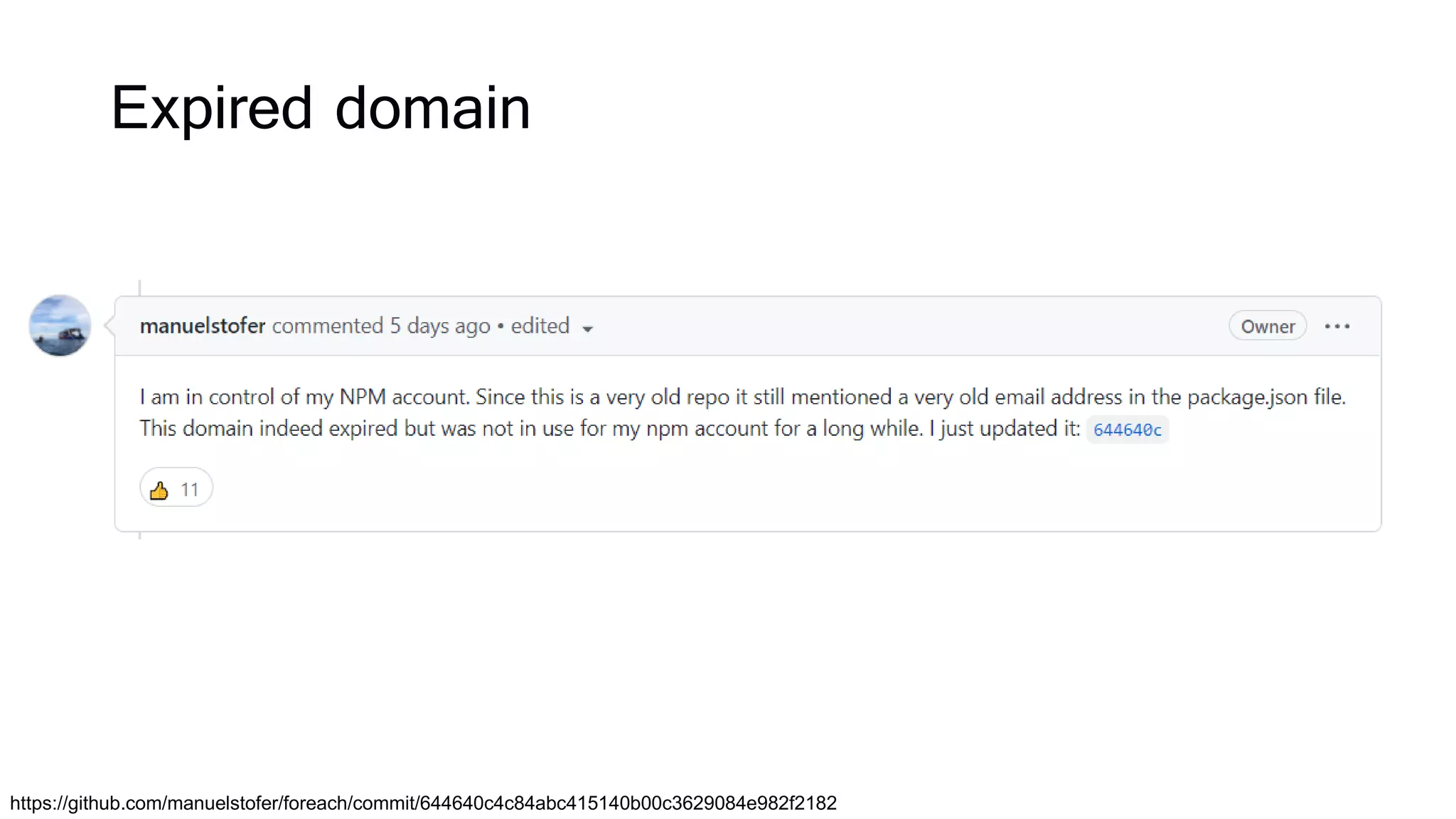 Expired domain
https://github.com/manuelstofer/foreach/commit/644640c4c84abc415140b00c3629084e982f2182
 