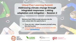 Virtual Peer Learning Summit
Addressing climate change through
integrated responses: Linking
adaptation and mitigation – S...