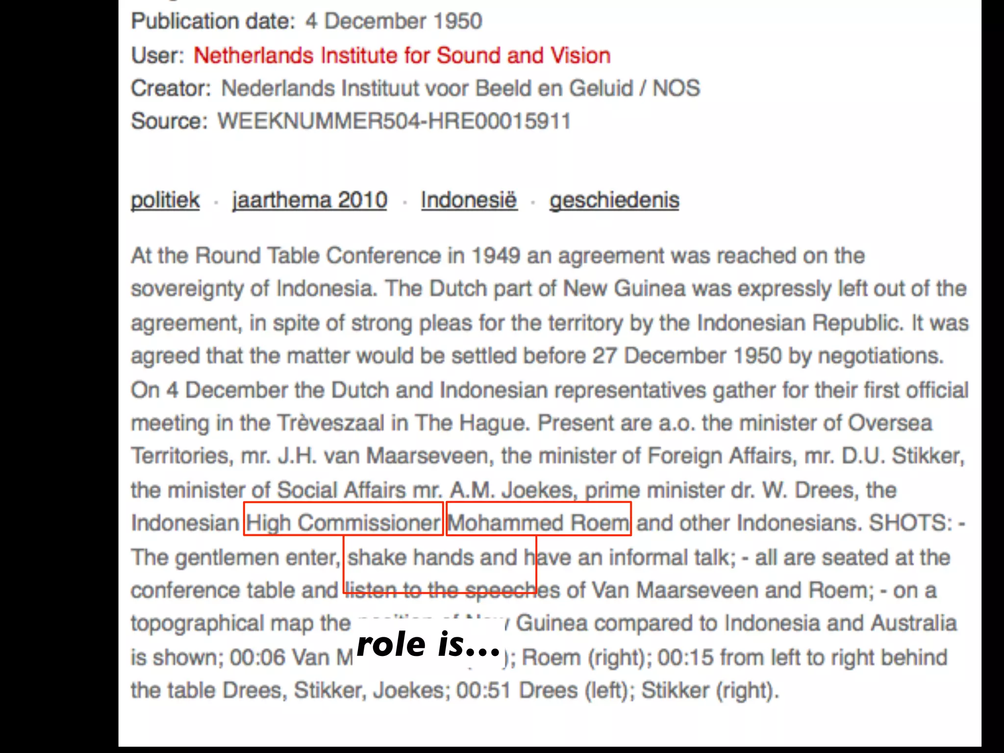 date Venue
role is…
 