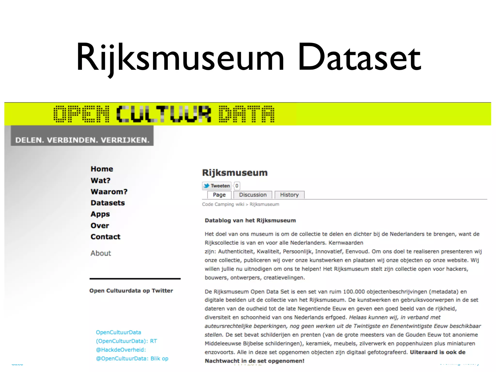 date MW2012
Rijksmuseum Dataset
 