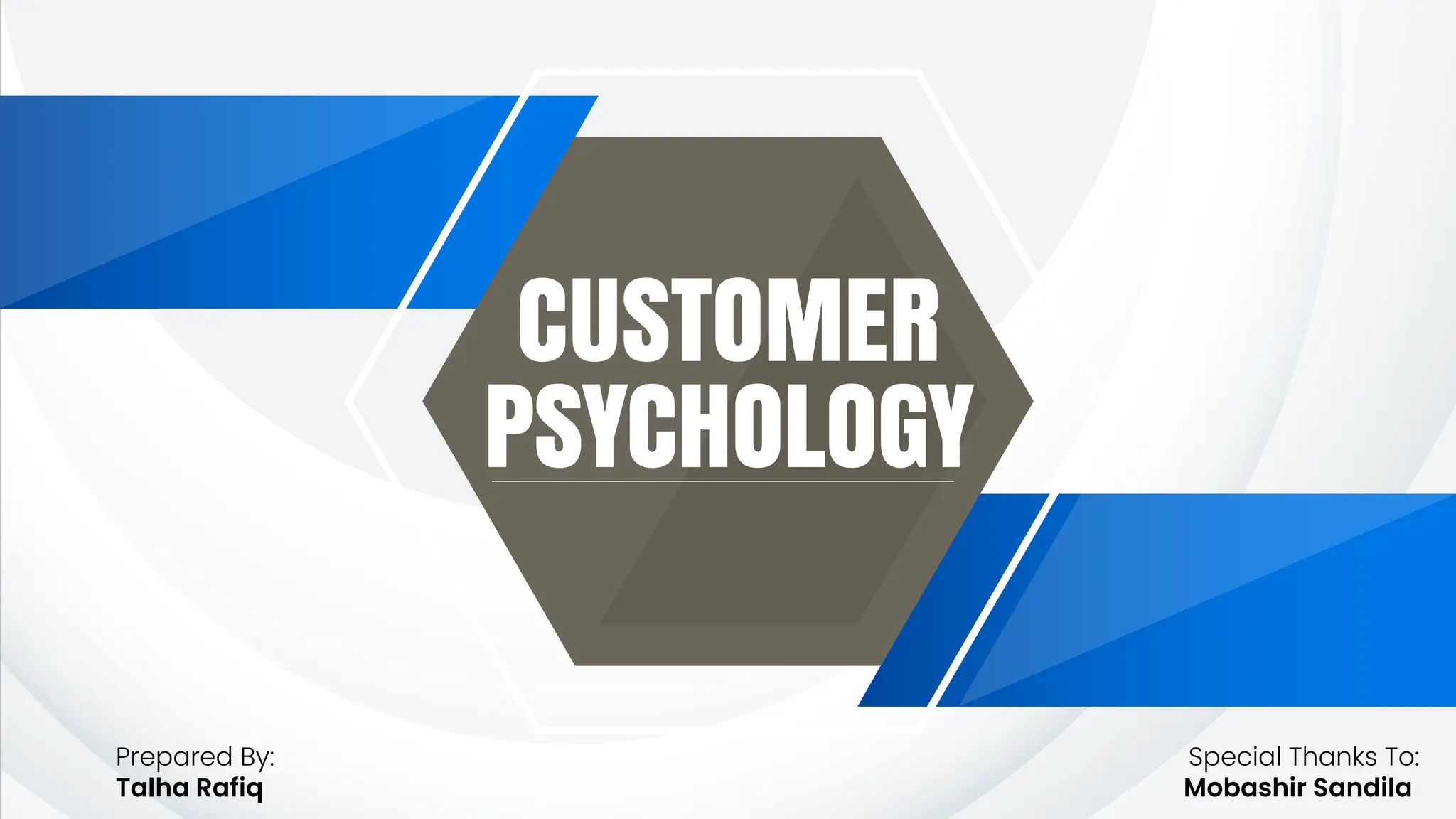 CUSTOMER
PSYCHOLOGY
Prepared By:
Talha Rafiq
Special Thanks To:
Mobashir Sandila
 