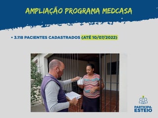 AMPLIAÇÃO PROGRAMA MEDCASA
• 3.118 PACIENTES CADASTRADOS (ATÉ 10/07/2022)
 