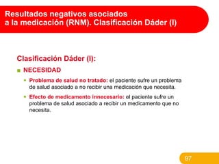 Resultados negativos asociados
a la medicación (RNM). Clasificación Dáder (I)

Clasificación Dáder (I):
■ NECESIDAD
 Prob...