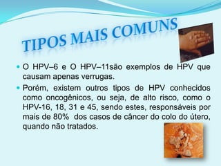 Manifestações clínicasGeralmente é assintomática e pode ficar instalado no corpo por muitos anos sem se manifestar.As lesões podem ser únicas ou múltiplas,localizadas ou difusas, de tamanhos variável e localizam-se nas regiões anogenitais.