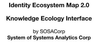 Knowledge Ecology Interface
by SOSACorp 

System of Systems Analytics Corp
Identity Ecosystem Map 2.0
 