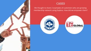 CASES
We thought to share 2 examples of customers who are growing
membership network using Explara. How did we empower them?
 