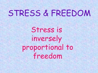 STRESS & FREEDOM Stress is  inversely  proportional to freedom 