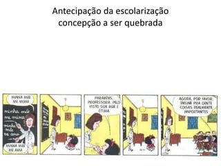 Antecipação da escolarização
concepção a ser quebrada
 