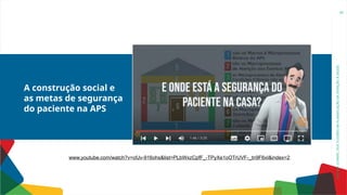 OFICINA:
O
PAPEL
DOS
TUTORES
NA
PLANIFICAÇÃO
DA
ATENÇÃO
À
SAÚDE
A construção social e
as metas de segurança
do paciente na APS
60
www.youtube.com/watch?v=ofJv-916ohs&list=PLbWxzCpfF_-TPyXe1oOTrUVF-_tn9F6xI&index=2
 