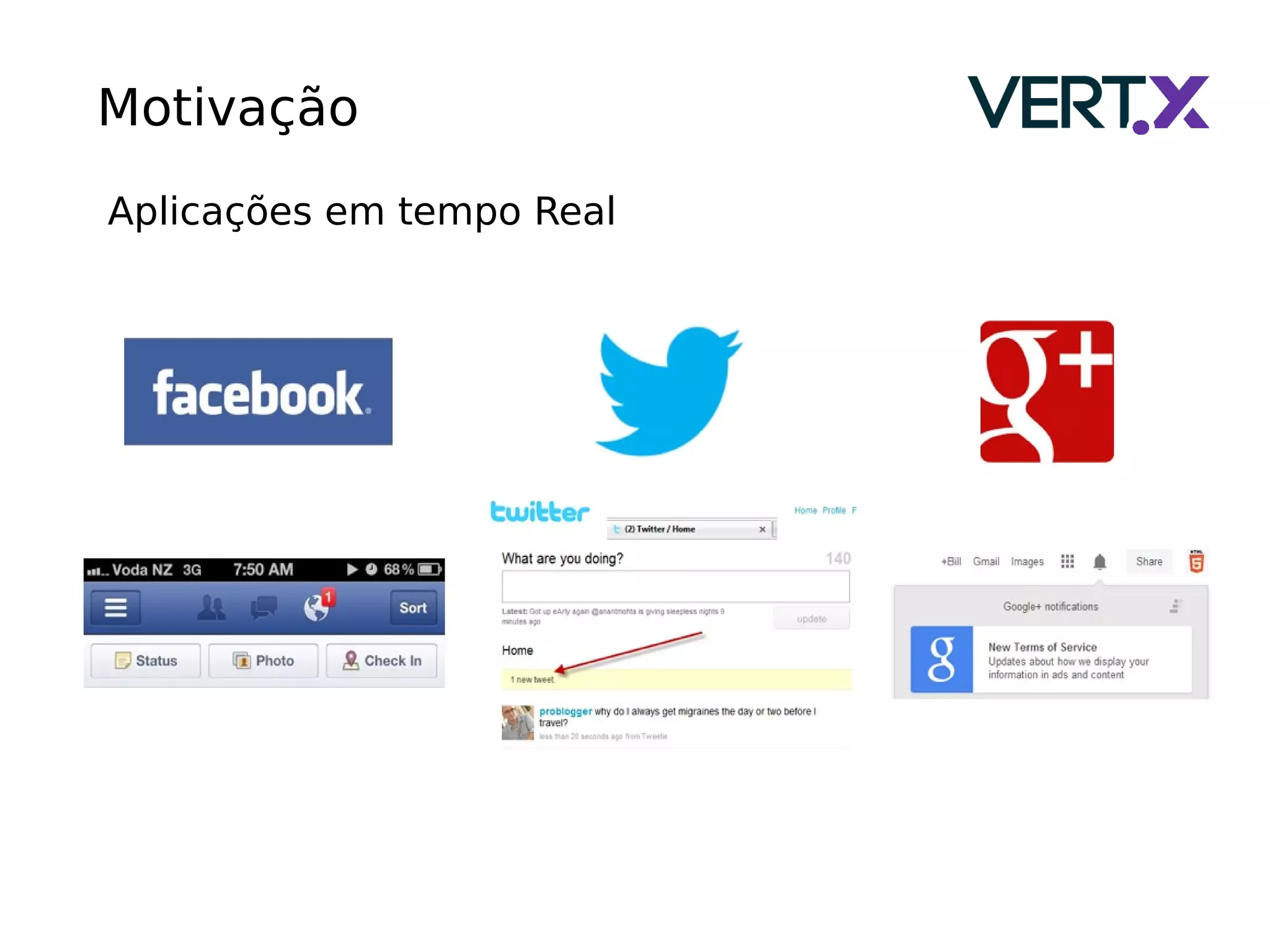 Motivação
Aplicações em tempo Real
 