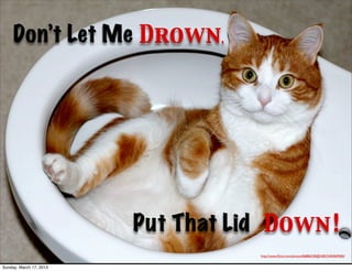 Don’t Let Me Drown,




                         Put That Lid Down!
                                    http://www.ﬂickr.com/photos/86886338@N00/2404069584/


Sunday, March 17, 2013
 
