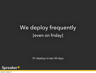 We deploy frequently
[even on friday]

51 deploys in last 30 days

 