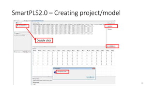 SmartPLS2.0 – Creating project/model
34
Double click
 