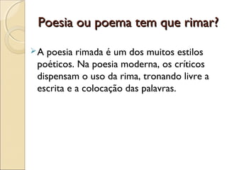 SLIDES – POESIA E POEMA. | PPT