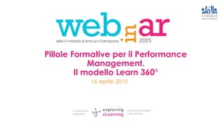 Pillole Formative per il Performance
Management.
Il modello Learn 360°
16 aprile 2015
 