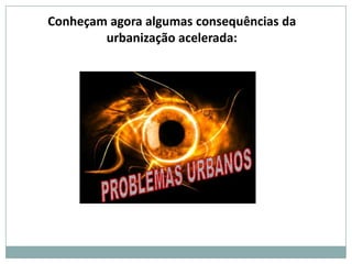 Urbanização em países subdesenvolvidos A urbanização nos países subdesenvolvidos foi bem mais rápida e desestruturada.