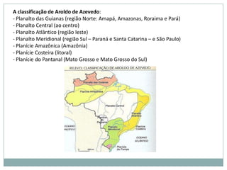 O relevo SubmarinoPlataforma continental- É um prolongamento da área continental emersa (o continente) com profundidade de até 200 m apresenta-se na forma de planície submersa que margeia todos os continentes, sua extensão varia de 70 km a 1.000 km. É nessa área que encontramos as ilhas chamadas de continentais ou costeiras, essas ilhas normalmente são separadas do continente apenas por canais ou estreitos e caso ocorresse um recuo (abaixamento) no nível das águas oceânicas e essas ilhas tornar-se-iam partes do continente. Além disso, é aí também que se depositam os sedimentos vindos dos continentes através das águas dos rios que deságuam no mar.A plataforma continental é considerada a área mais importante do relevo submarino, pois é nessa região que a luz do sol atinge praticamente o fundo oceânico, permitindo a ocorrência de fotossíntese e o crescimento do plâncton, este último, indispensável para a alimentação de peixes e animais marinhos. Por isso, ficam aí as maiores regiões pesqueiras e também as bacias petrolíferas.