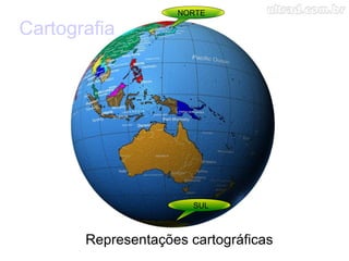 Cartografia  Representações cartográficas  NORTE SUL 