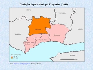 Variações Populacionais por Freguesias  ( 2001) 