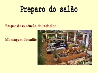 Etapas de execução do trabalho
Montagem do salão
 