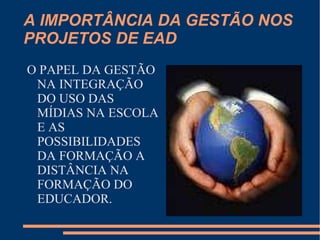 MÌDIAS COMO OBJETO DE  ESTUDOS  EM 1996, O MINISTÉRIO DA EDUCAÇÃO, POR MEIO DA ENTÃO RECÉM-CRIADA SECRETÁRIA DE EDUCAÇÃO A DISTÂNCIA-SEED, LANÇOU NACIONALMENTE O PROGRAMA TV ESCOLA. A FINALIDADE DA TV ESCOLA DIS RESPEITO Á QUALIDADE DA EDUCAÇÃO E SEU FOCO SÃO OS ALUNOS, PROFESSORES E GESTORES DA EDUCAÇÃO. 