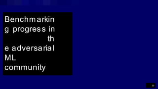 Benchmarkin
g progress in
th
e adversarial
ML
community
30
 
