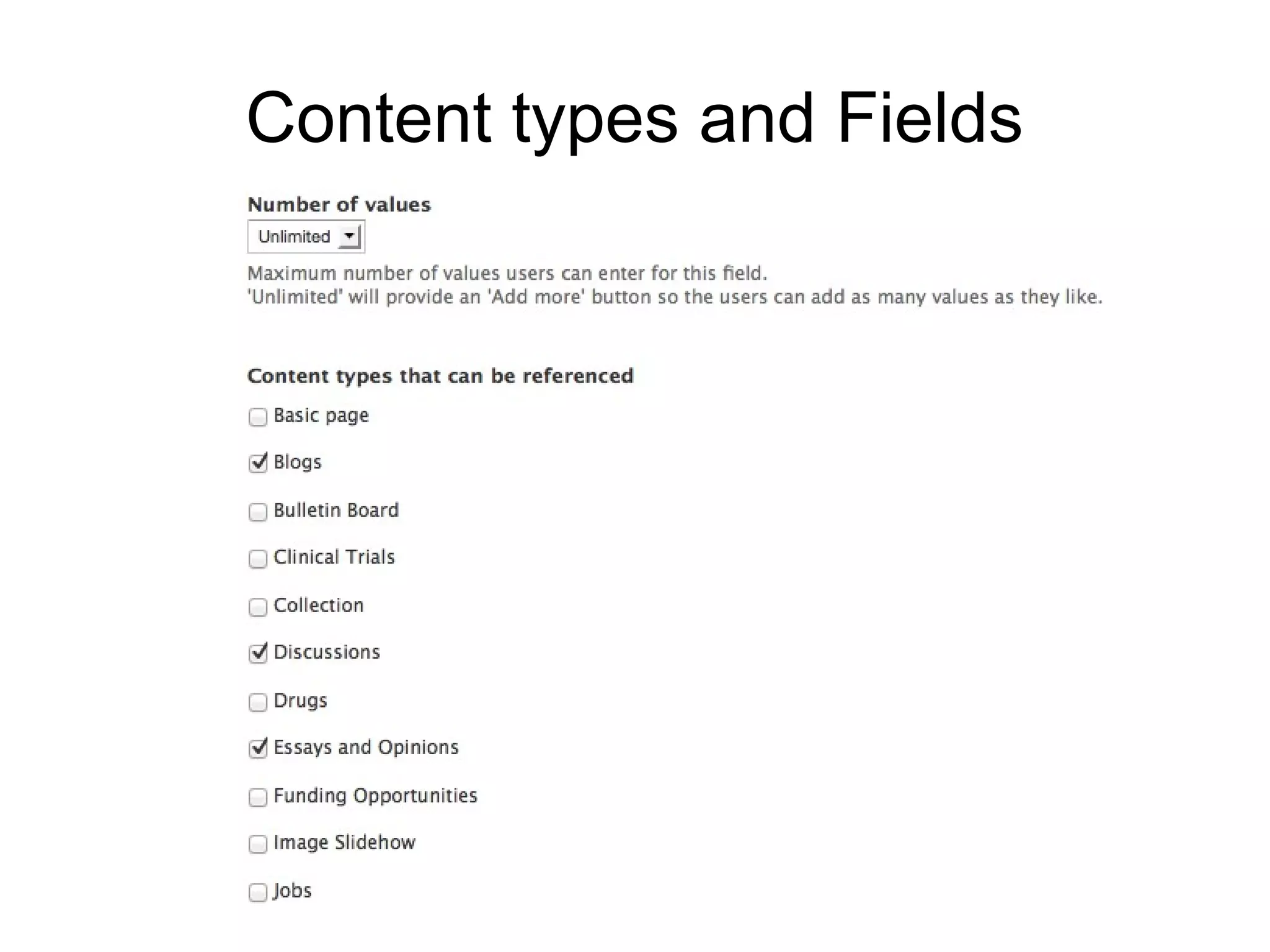Content types and Fields
 