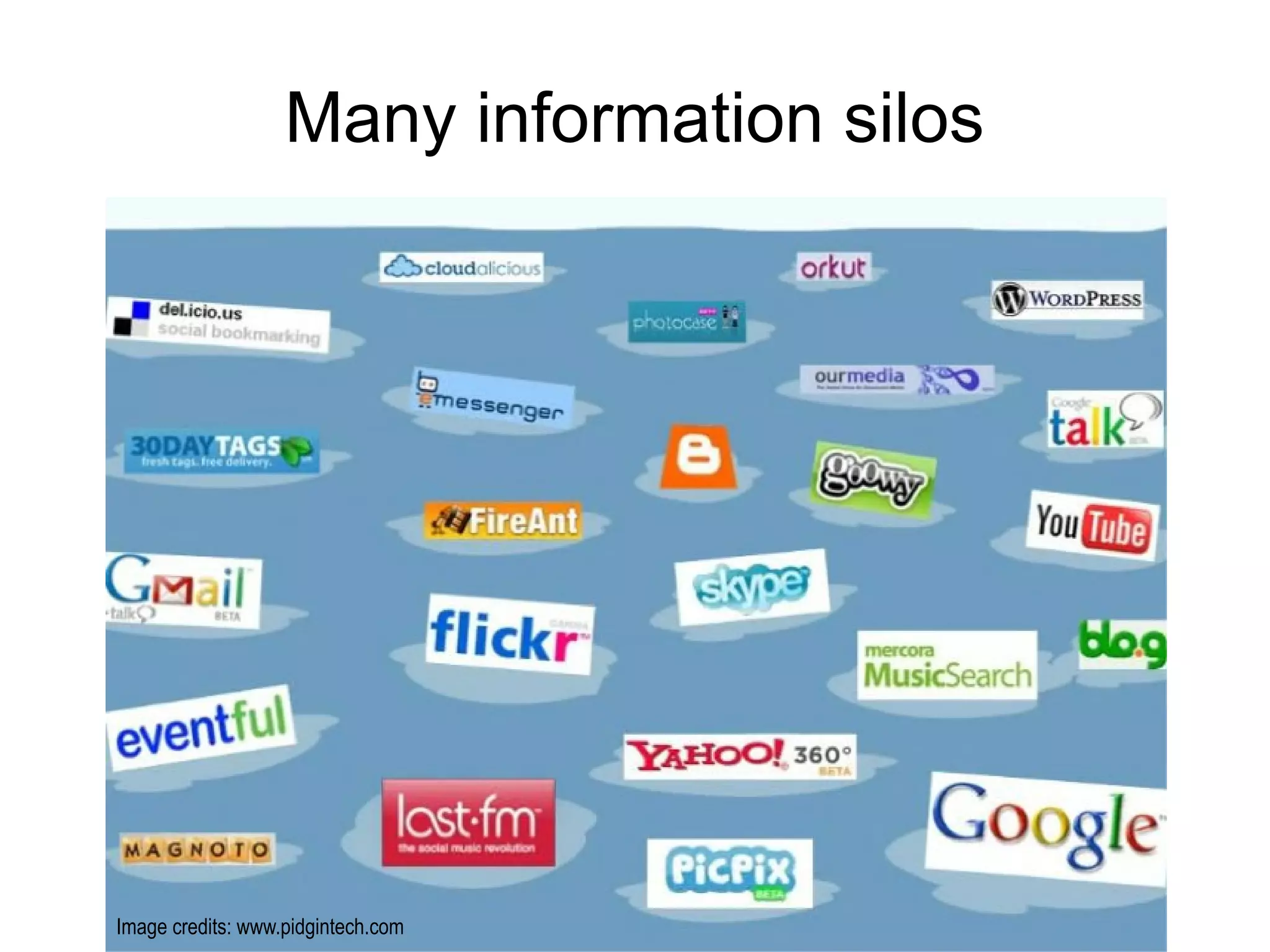 Many information silos
Image credits: www.pidgintech.com
 