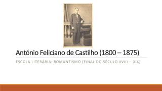 António Feliciano de Castilho (1800 – 1875)
ESCOLA LITERÁRIA: ROMANTISMO (FINAL DO SÉCULO XVIII – XIX)
 