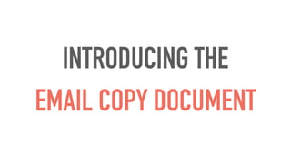 INTRODUCING THE
EMAIL COPY DOCUMENT
 