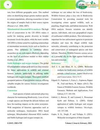 Wildlife Forensic as Futuristic Approach in Biodiversity Conservation | PDF