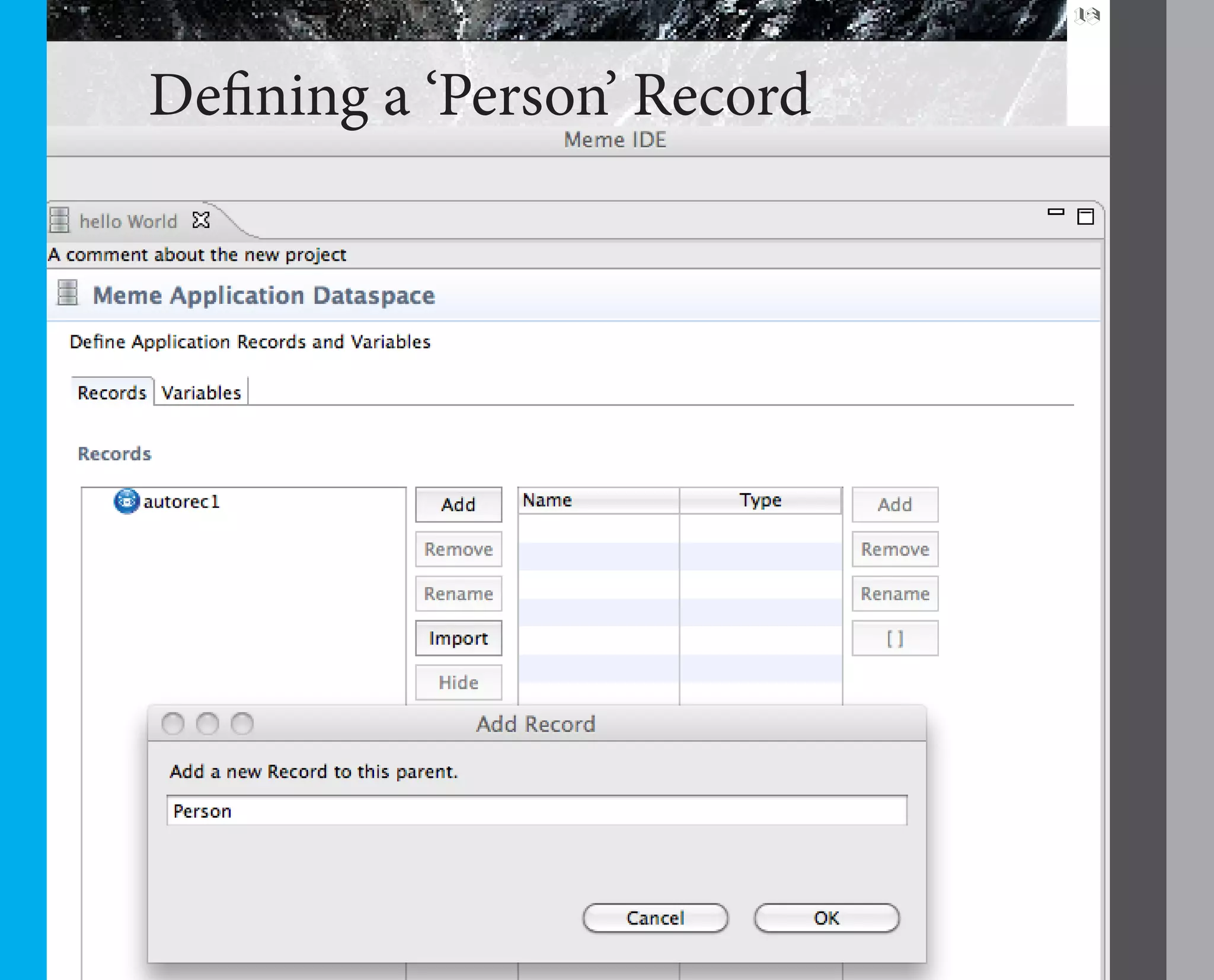 19



Defining a ‘Person’ Record
 