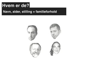 Hvem er de?
Navn, alder, stilling + familieforhold
 