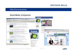 Web-Documentaries


Social M di C
S i l Media, Crosspromo




Jan Petzold │Deutsche Welle, Neue Medien   │ Seite 15
 
