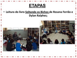ETAPAS
• Leitura do livro Soltando os Bichos de Rosana Ferrão e
Dylan Ralphes;

 