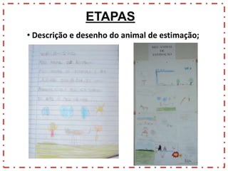 ETAPAS
• Descrição e desenho do animal de estimação;

 