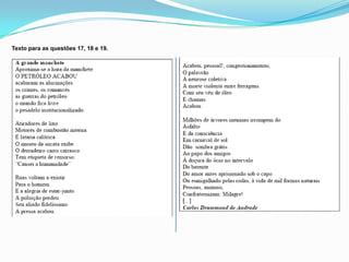 Texto para as questões 17, 18 e 19.
 