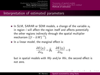 slides Spatial Econometrics Methods using Stata | PDF