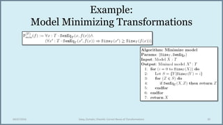 Example:
Model Minimizing Transformations
04/07/2016 Salay, Zschaler, Chechik: Correct Reuse of Transformations 20
 