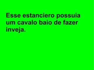 Esse estanciero possuia um cavalo baio de fazer inveja. 
