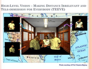 HIGH-LEVEL VISION – MAKING DISTANCE IRRELEVANT                AND
TELE-IMMERSION FOR EVERYBODY (TEEVE)




 4
                                  Photo courtesy of Prof. Ruzena Bajcsy.
 2
 