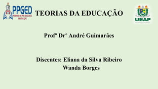 TEORIAS DA EDUCAÇÃO
Profº Drº André Guimarães
Discentes: Eliana da Silva Ribeiro
Wanda Borges
 