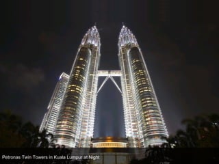 Petronas Twin Towers in Kuala Lumpur at Night 