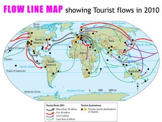 FLOW LINE MAP showing Tourist flows in 2010
 