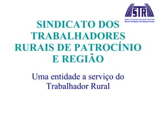 SINDICATO DOS TRABALHADORES RURAIS DE PATROCÍNIO E REGIÃO Uma entidade a serviço do Trabalhador Rural 