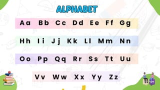 ALPHABET
ALPHABET
B b
K k
T t
C c
L l
D d
M m
V v
E e
N n
W w
F f
O o
X x
U u
G g
P p
Y y
H h
Q q
Z z
I i
R r
A a
J j
S s
 