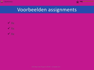 Voorbeelden assignments
 Xx
 Xx
 Xx

USG Major Sale Program 201401 - Crowdale.com

 
