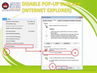 DISABLE POP-UP BLOCKER(INTERNET EXPLORER)123